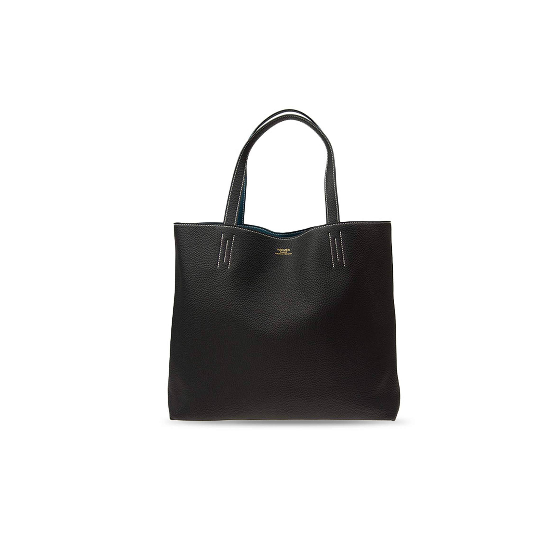 H**mes MASTER DOUBLE SENS BAG, REVERSIBLE TOTE BAG DUCK BLUE BLACK (36*32*12cm)